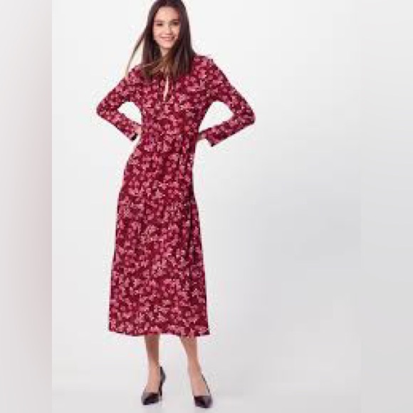 Free People - Maroon & Pink Floral Print Long Sleeve Maxi Dress🍒 - Picture 2 of 11